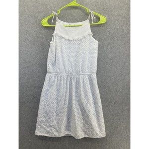 Epic Threads Girls Dress Eyelet Solid White Sleeveless Fit & Flare Size XL Lined